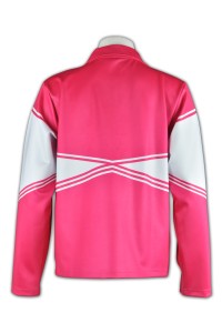 Customized pink cheerleading uniforms Personally designed zipper windbreaker jacket Cheerleading uniforms Group cheerleading uniforms Cheerleading uniform center CH213 back view